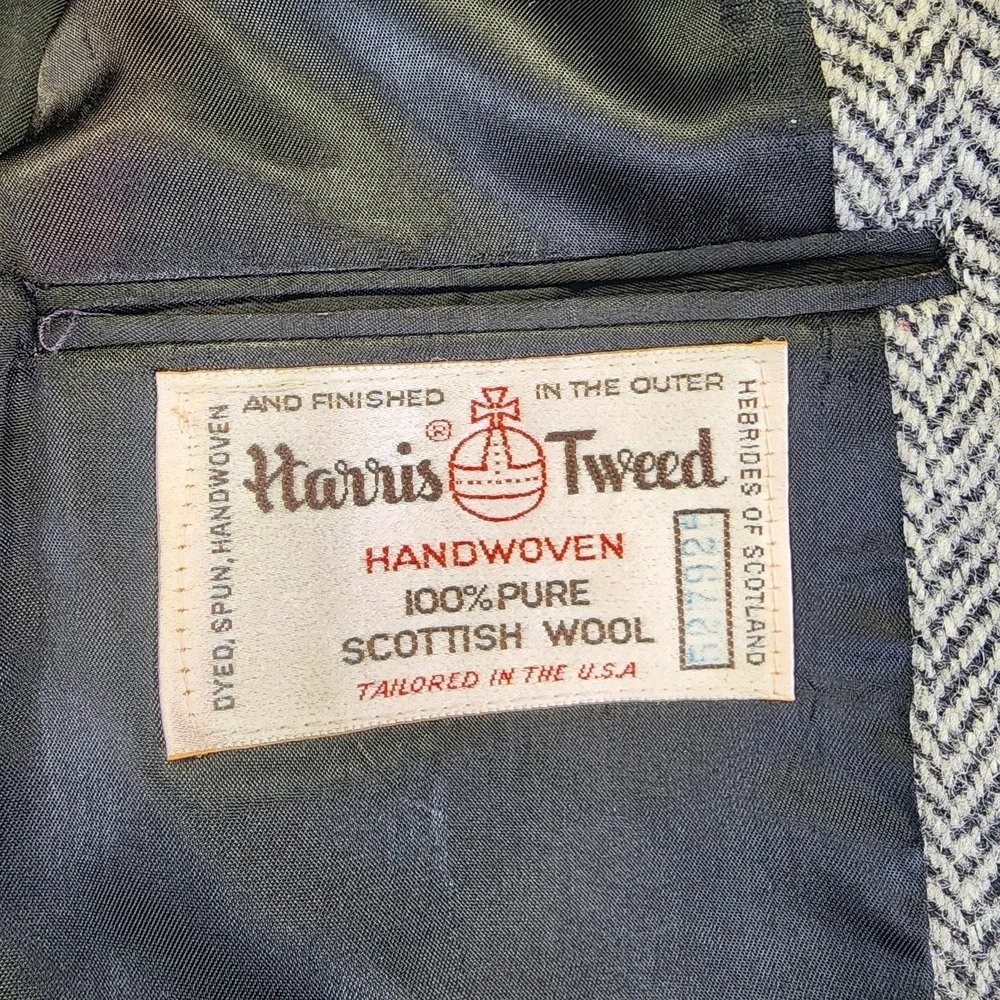 Stafford Harris Tweed Mens 42R Gray Blazer Sports Coat Wool Herringbone **READ**